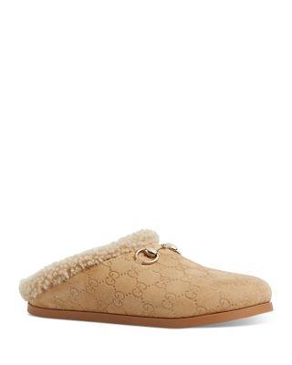 Women's Horsebit Shearling Mules by GUCCI
