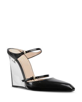 Women's Regent Snip Toe Green Wedge Heel Mules by GUCCI