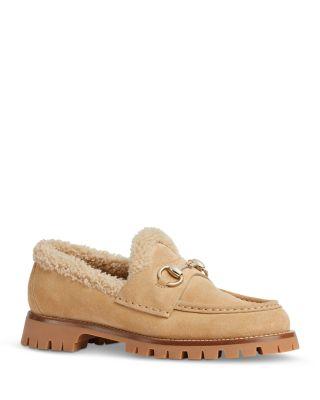 Women's Suede Horsebit Loafers by GUCCI