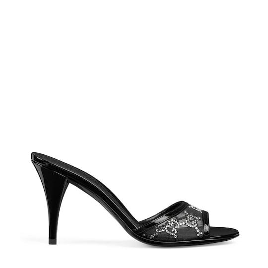 Women's crystal slide sandal with Horsebit by GUCCI