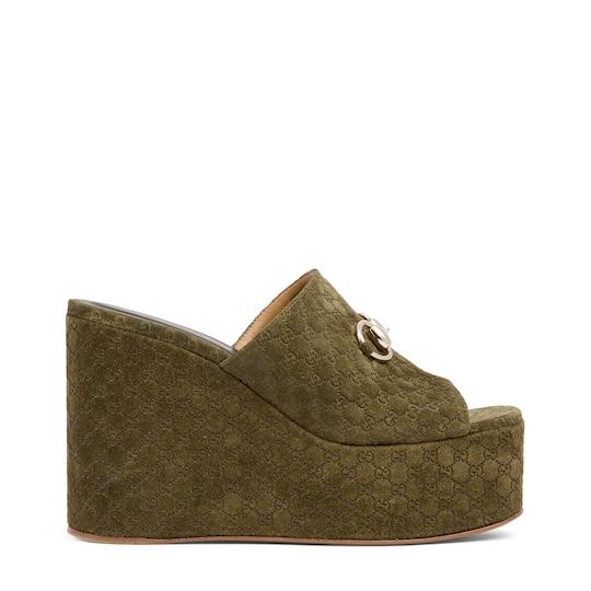Women's wedge sandal with Horsebit by GUCCI