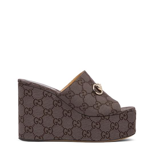 Women's wedge sandal with Horsebit by GUCCI