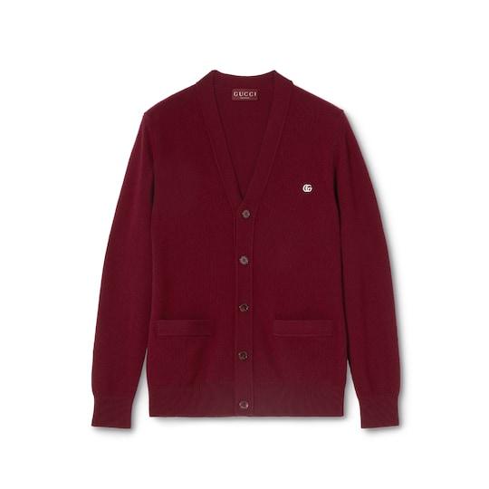 Wool cashmere cardigan with embroidery by GUCCI