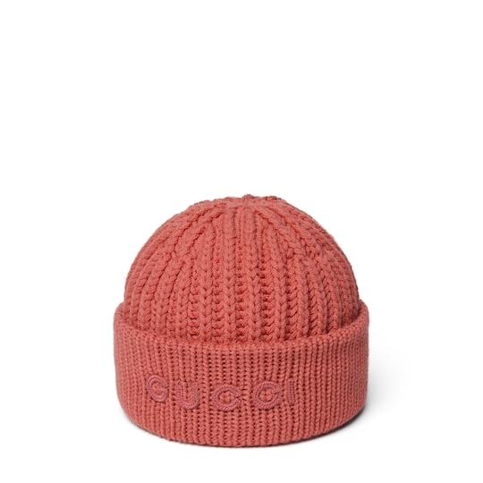 Wool cashmere hat with embroidery by GUCCI