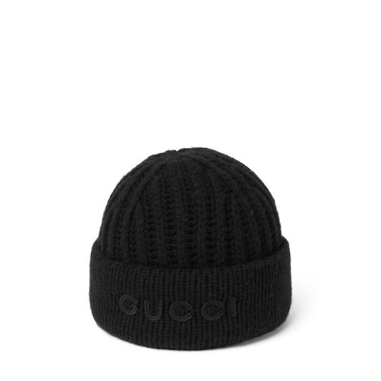 Wool cashmere hat with embroidery by GUCCI