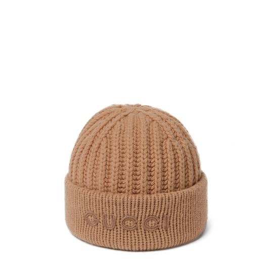 Wool cashmere hat with embroidery by GUCCI