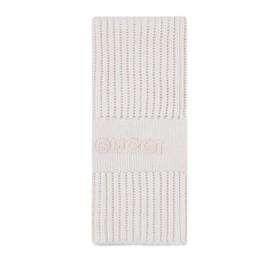 Wool cashmere scarf with embroidery by GUCCI