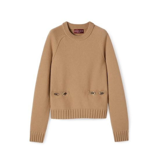Wool cashmere top with Horsebit by GUCCI