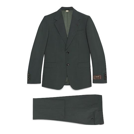 Wool mohair suit in dark green by GUCCI