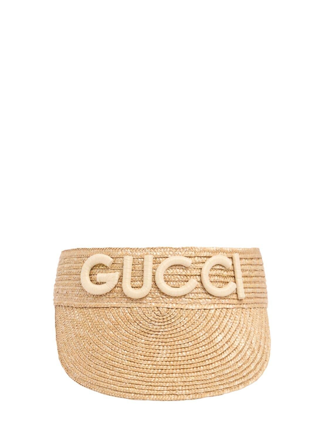Woven Straw Visor by GUCCI