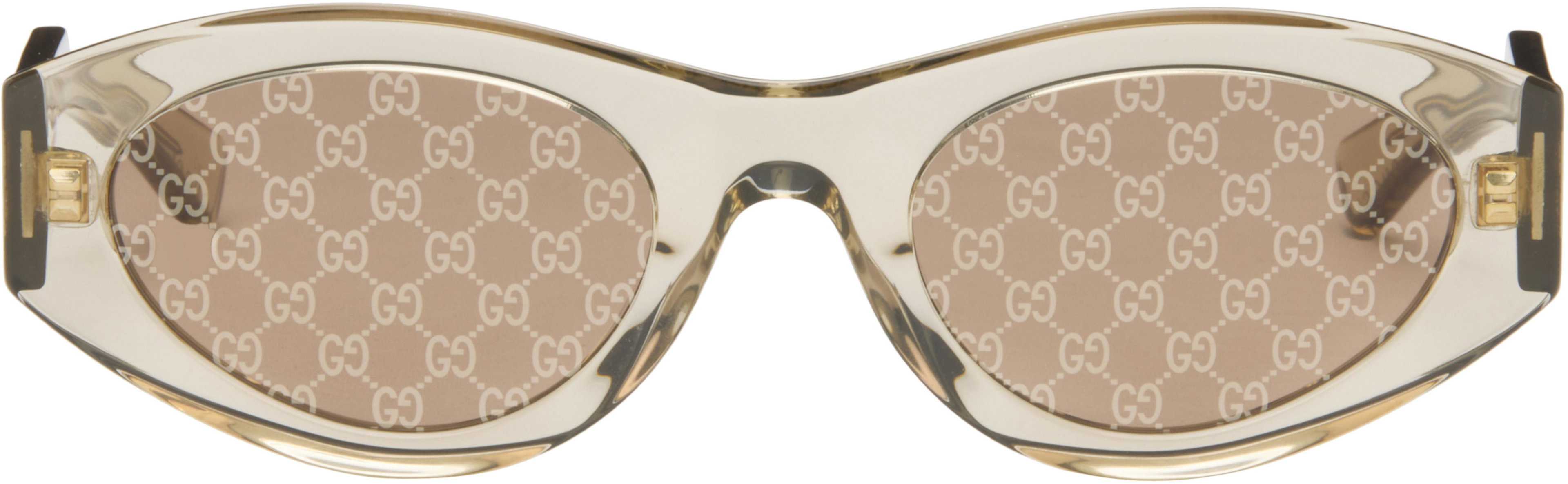 Yellow Monogram Wirecore Sunglasses by GUCCI