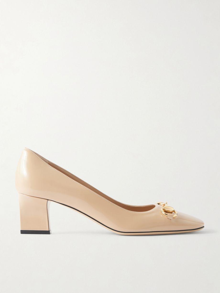 Zhora horsebit-embellished glossed-leather pumps by GUCCI
