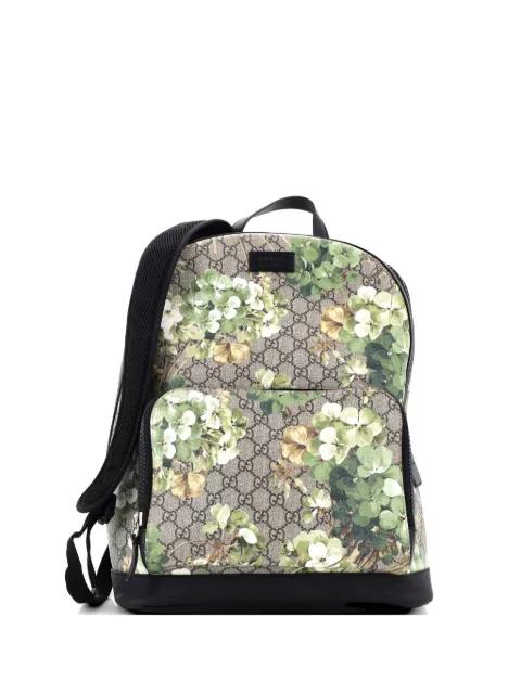 Zip Pocket Blooms Print GG Coated Canvas Medium backpack by GUCCI 