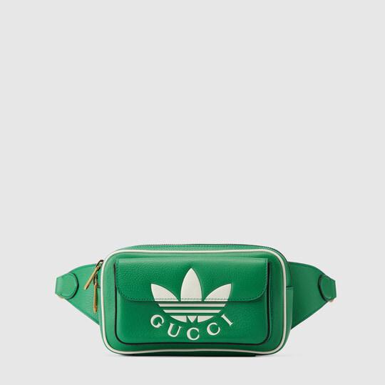 adidas x Gucci Gucci Trefoil belt bag in green leather by GUCCI adidas x Gucci Gucci Trefoil belt bag in green leather by GUCCI