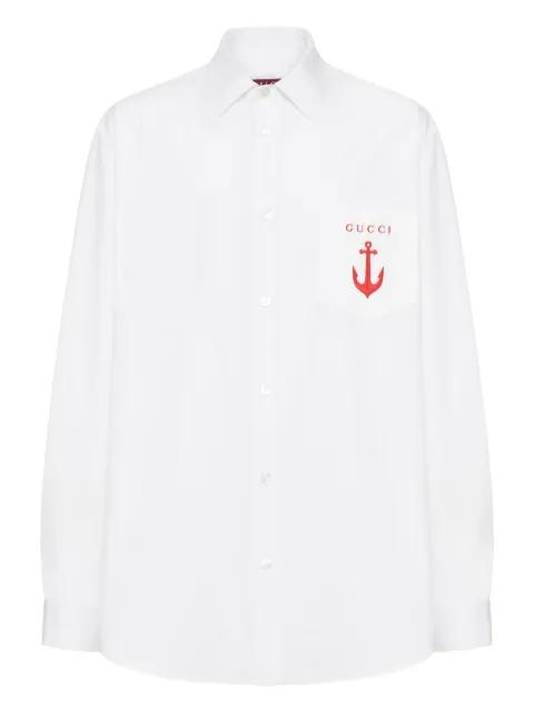 anchor-embroidered cotton shirt by GUCCI