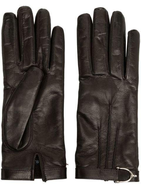 buckle-detail leather gloves by GUCCI