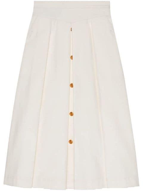 button-detail pleated A-line skirt by GUCCI