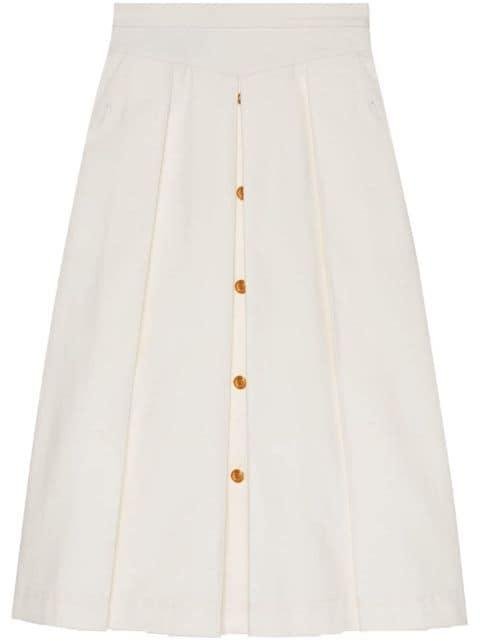 button-detail pleated skirt by GUCCI