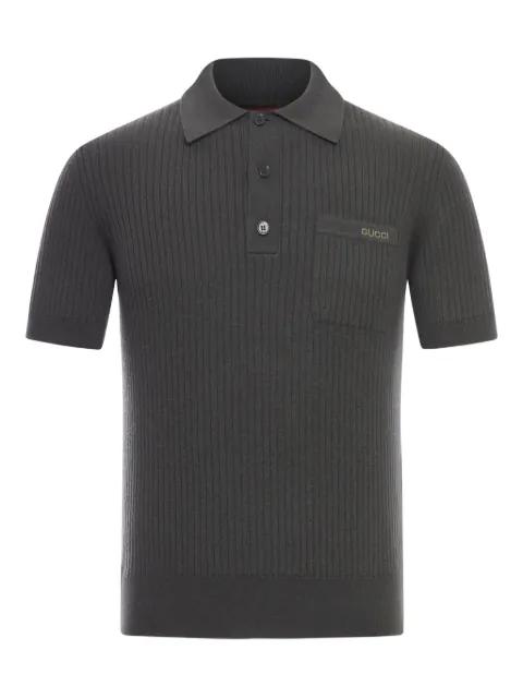 chest-pocket ribbed polo shirt by GUCCI