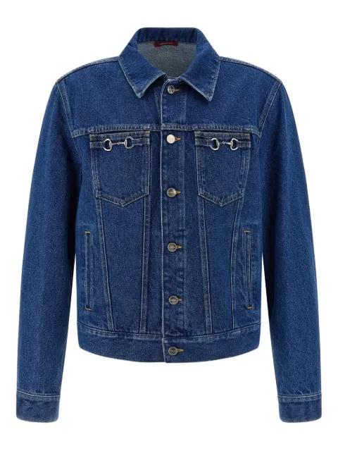 contrast-stitching horsebit denim jacket by GUCCI