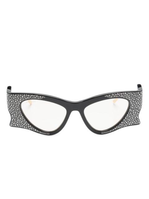 crystal-embellished irregular-shape sunglasses by GUCCI
