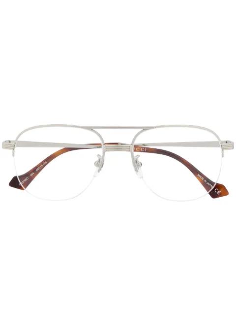 double-bridge pilot-frame glasses by GUCCI