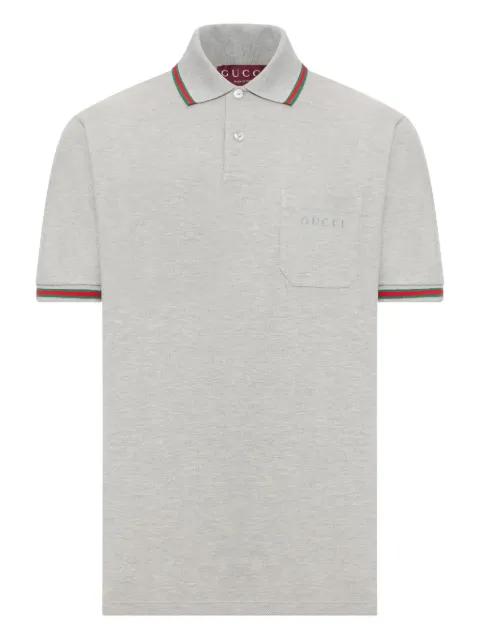 embroidered-pocket cotton polo shirt by GUCCI