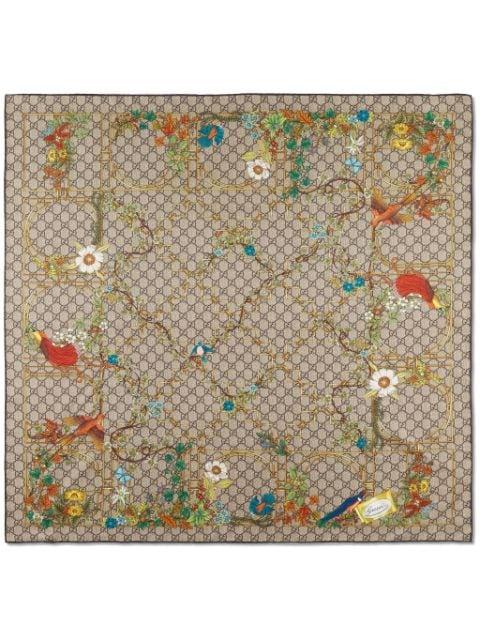 floral-print silk scarf by GUCCI