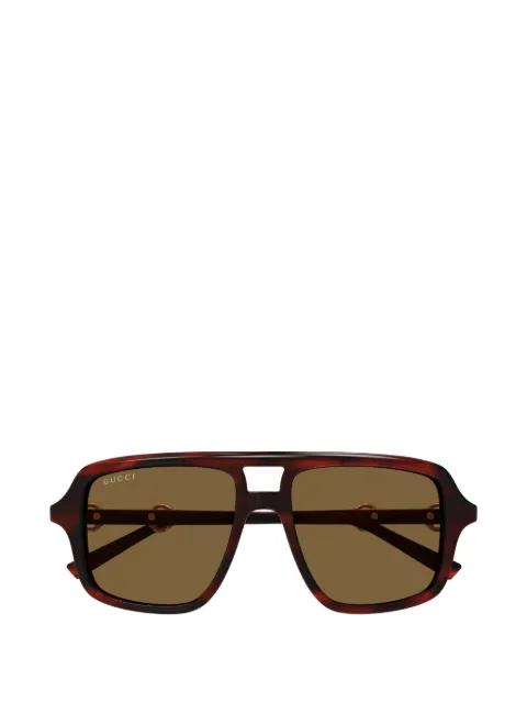 horsebit-detail geometric-frame sunglasses by GUCCI