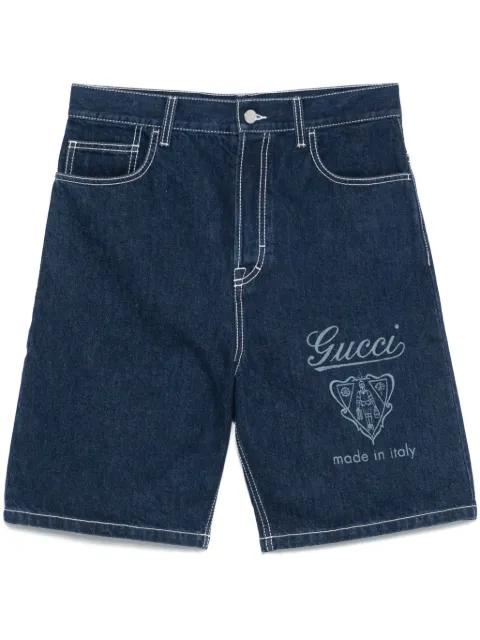 lasered denim shorts by GUCCI