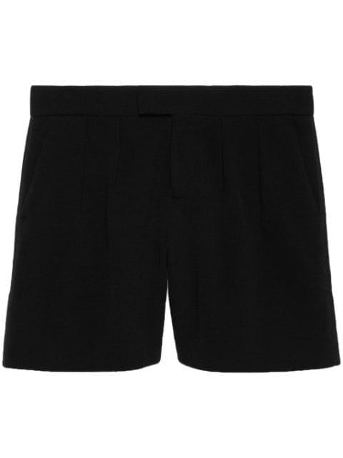 logo-appliqué wool shorts by GUCCI