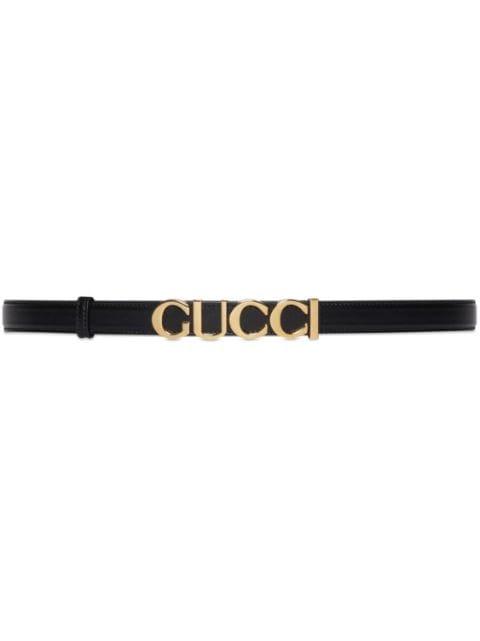 logo-buckle thin belt by GUCCI