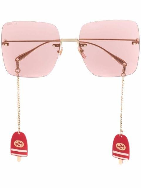 logo-charm square-frame sunglasses by GUCCI