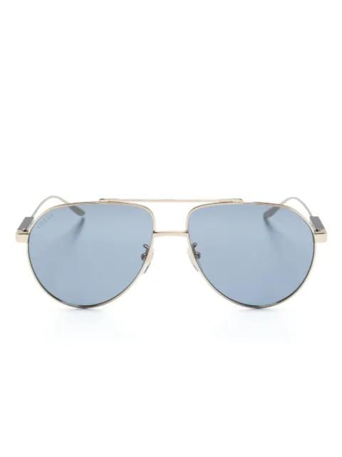 logo-debossed pilot-frame sunglasses by GUCCI