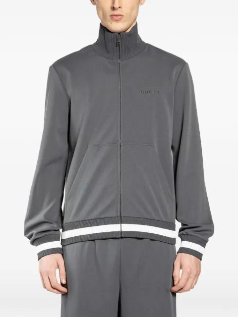 logo-embroidered striped-trim sweatshirt by GUCCI