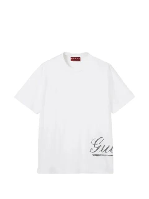 logo lettering ribbed T-shirt by GUCCI