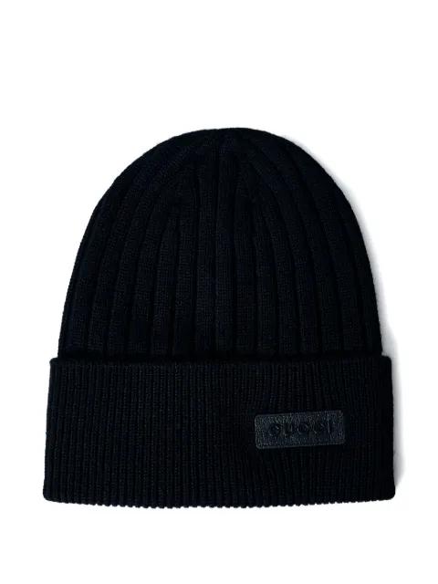 logo-patch wool beanie by GUCCI