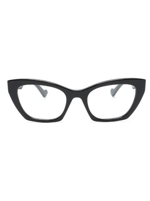 logo-plaque cat-eye-frame glasses by GUCCI