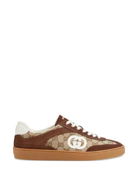 logo-plaque leather-panel sneakers by GUCCI