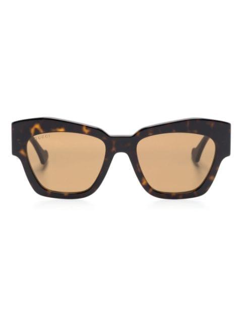 logo-plaque oversize-frame sunglasses by GUCCI