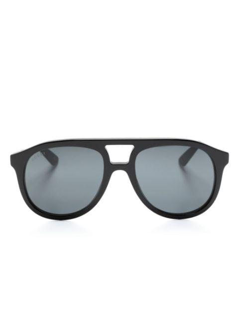 logo-plaque oversize-frame sunglasses by GUCCI
