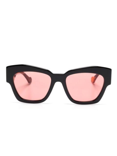 logo-plaque oversize-frame sunglasses by GUCCI