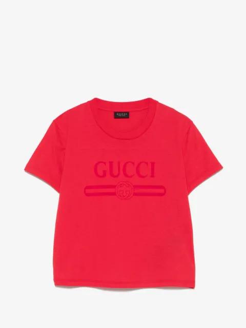 logo-print cropped T-shirt by GUCCI