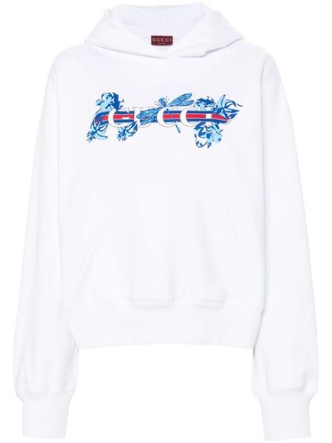 logo-print hoodie by GUCCI