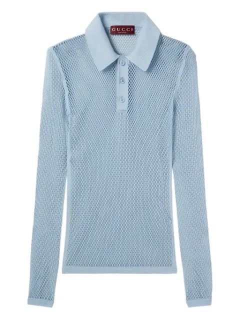 long-sleeve mesh polo shirt by GUCCI