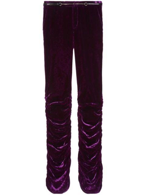 low-rise slim-fit velvet trousers by GUCCI