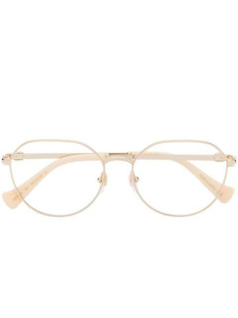 metallic-effect round-frame glasses by GUCCI