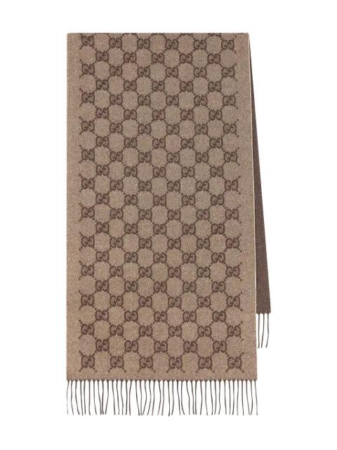 monogram fringed-trim scarf by GUCCI
