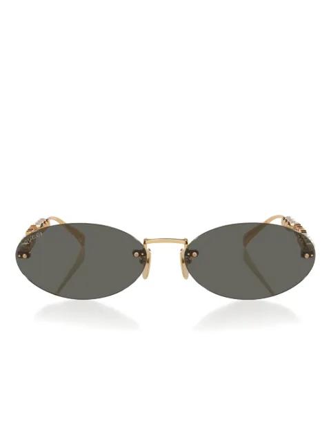 pearl-embellished oval-frame sunglasses by GUCCI