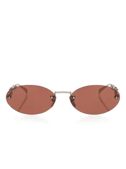 pearl-embellished oval-frame sunglasses by GUCCI
